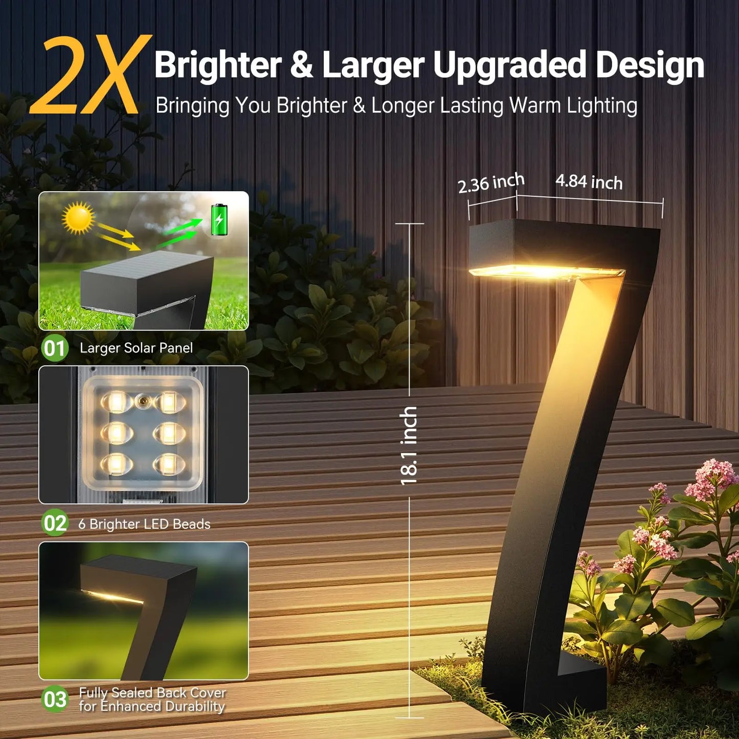 Led Solar Pathway Lights Outdoor IP65 Waterproof Garden Yard Driveway