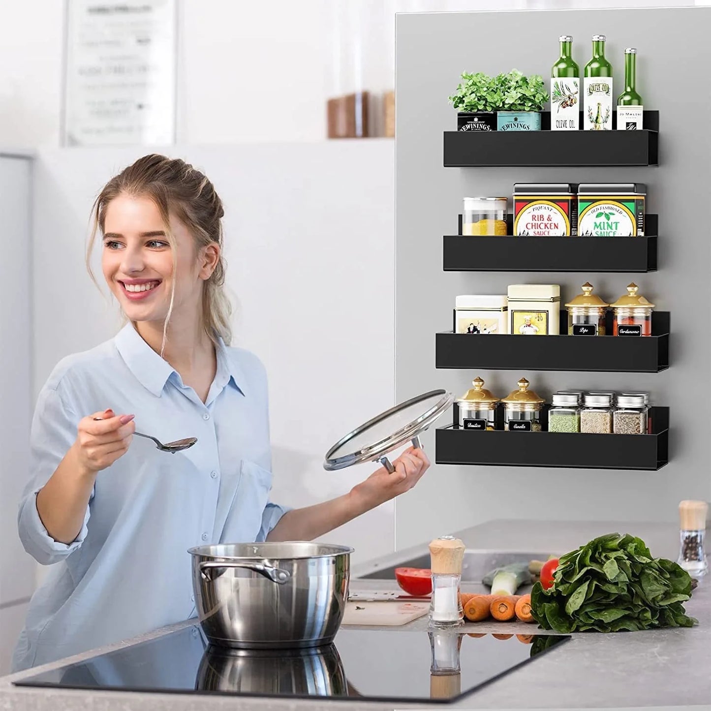 Magnetic Spice Rack Organizer For Refrigerator And Oven
