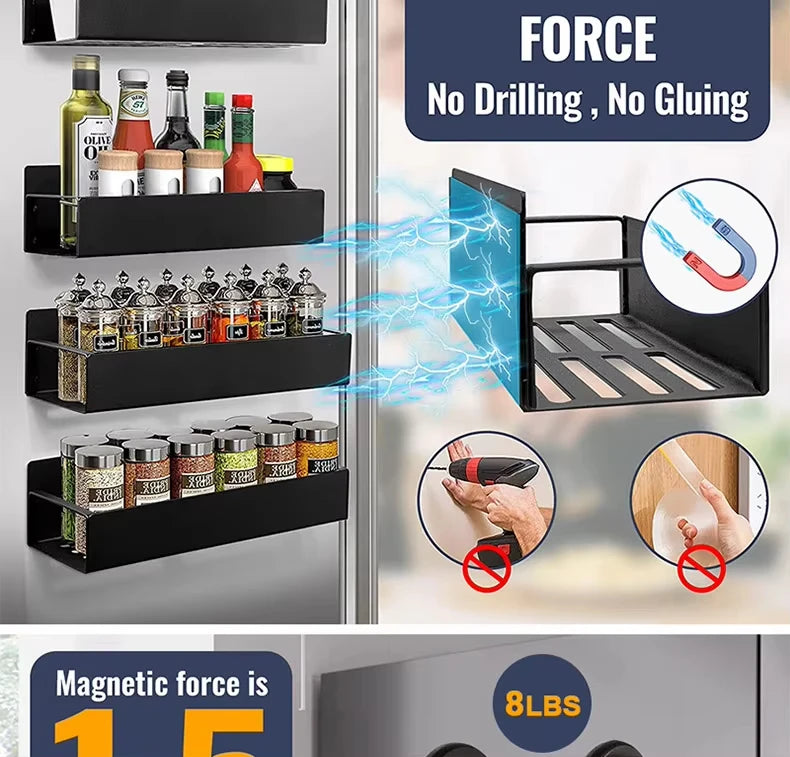 Magnetic Spice Rack Organizer For Refrigerator And Oven