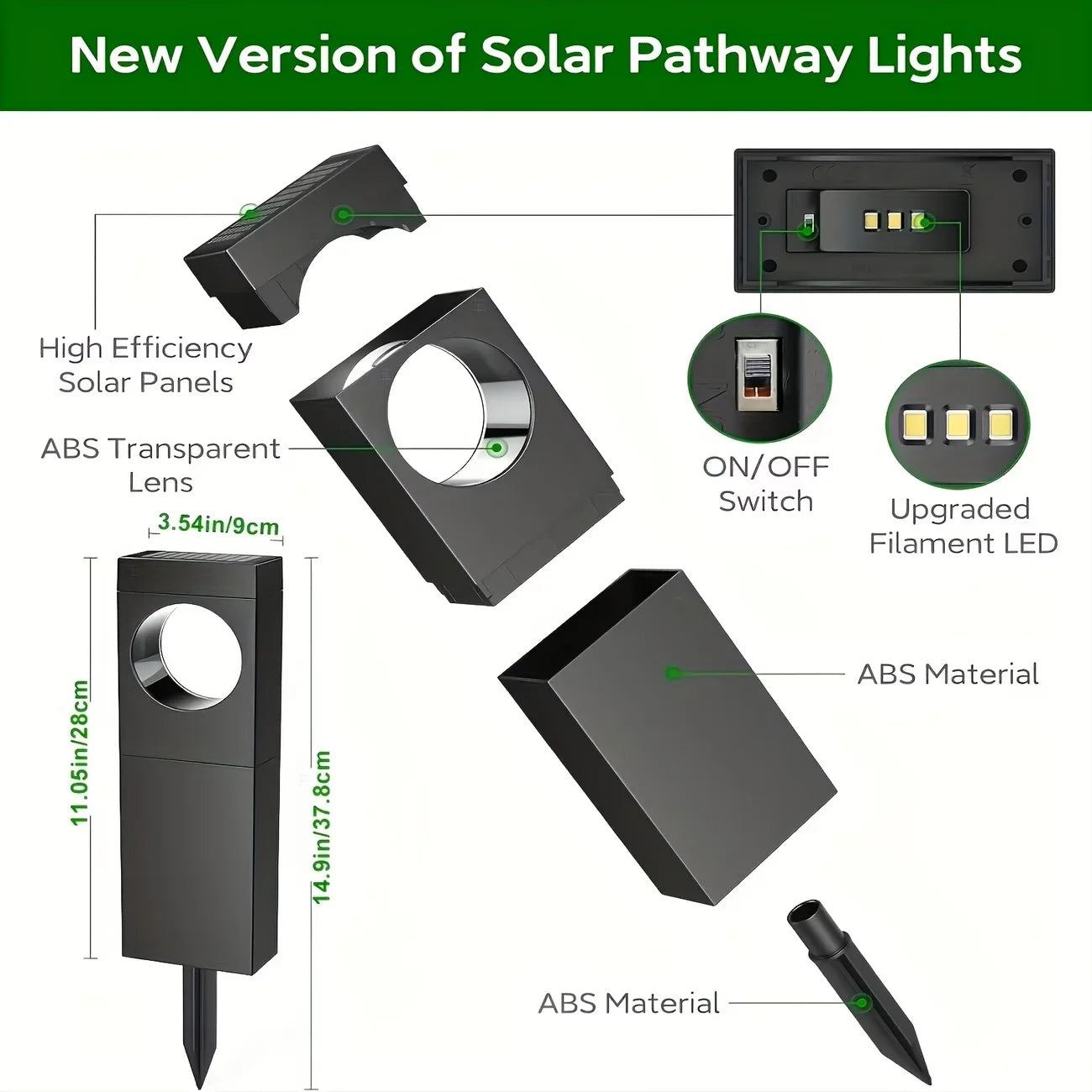 Solar Pathway Lights Outdoor Waterproof LED Garden Auto On Off