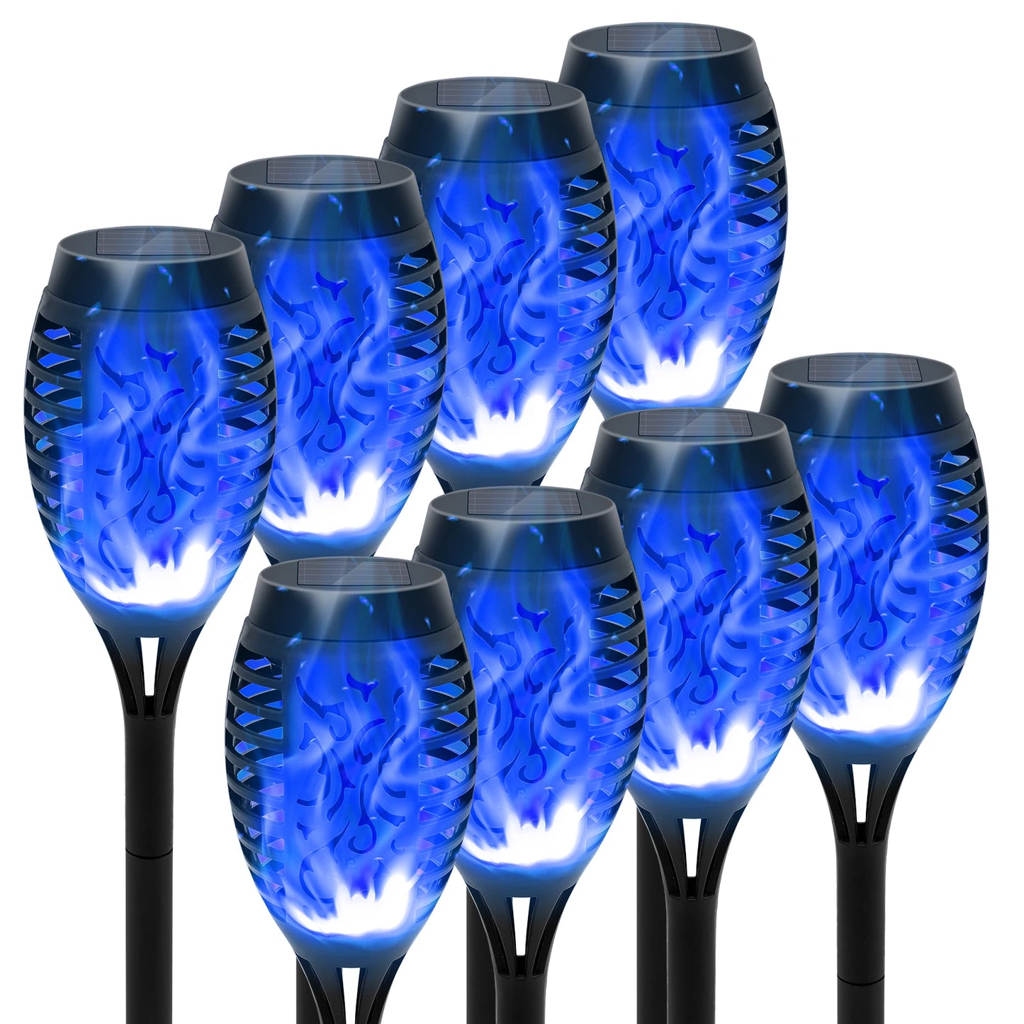 Solar Torch Lights Outdoor Eight Pack Flickering Flame Garden Decor