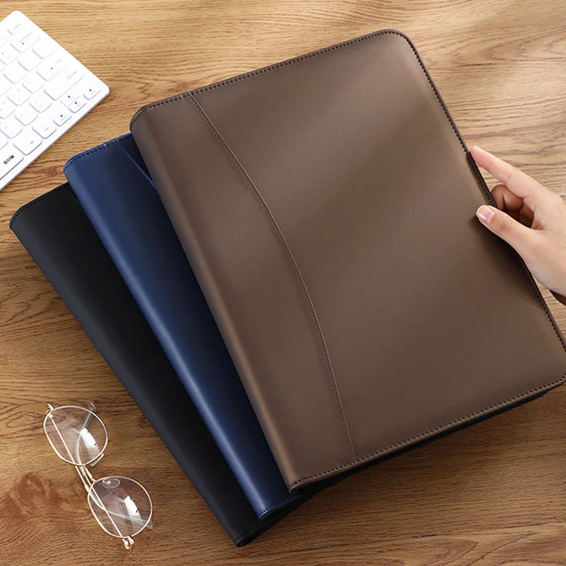 Multifunction Meeting Folder PU Leather Organizer for Business