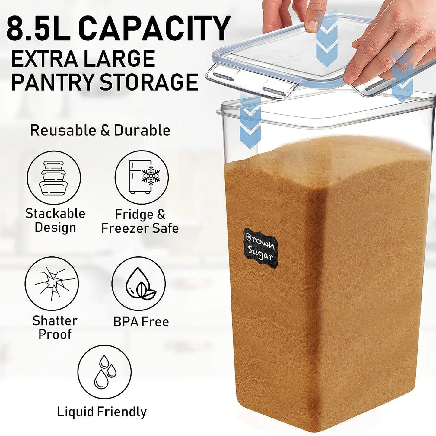 Airtight Food Storage Containers 2 Pack Pantry Organization Flour Sugar