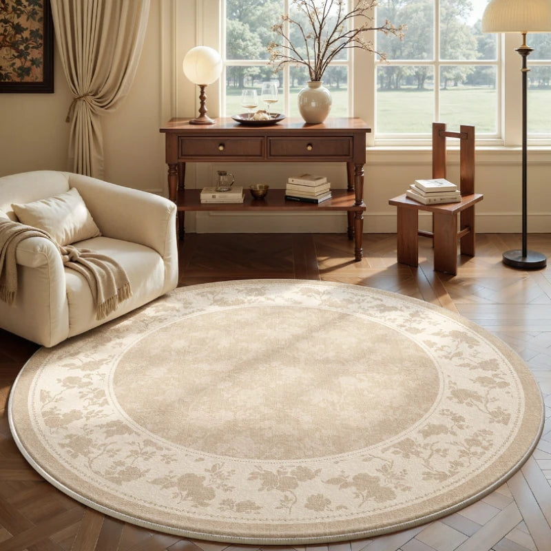 French Style Round Fluffy Plush Carpet for Living Room