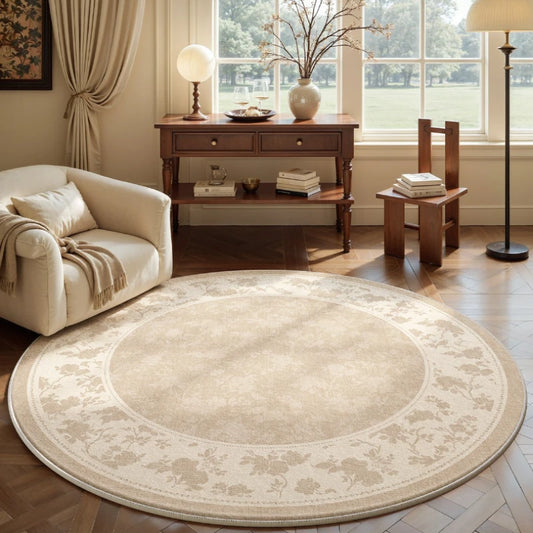 French Style Round Fluffy Plush Carpet for Living Room