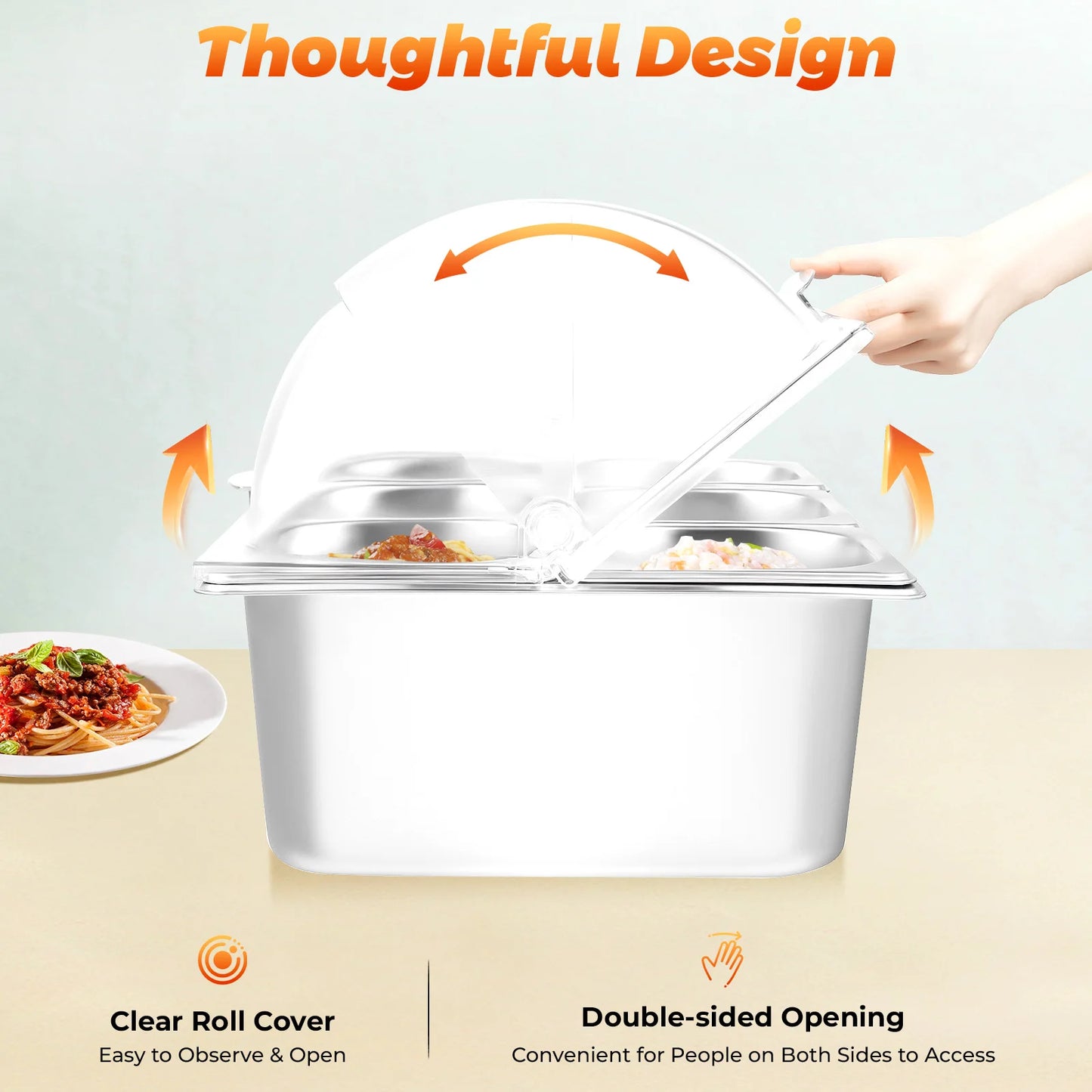 Bymaocar Six Pans Countertop Condiment Dispenser Salad Dressing Tray