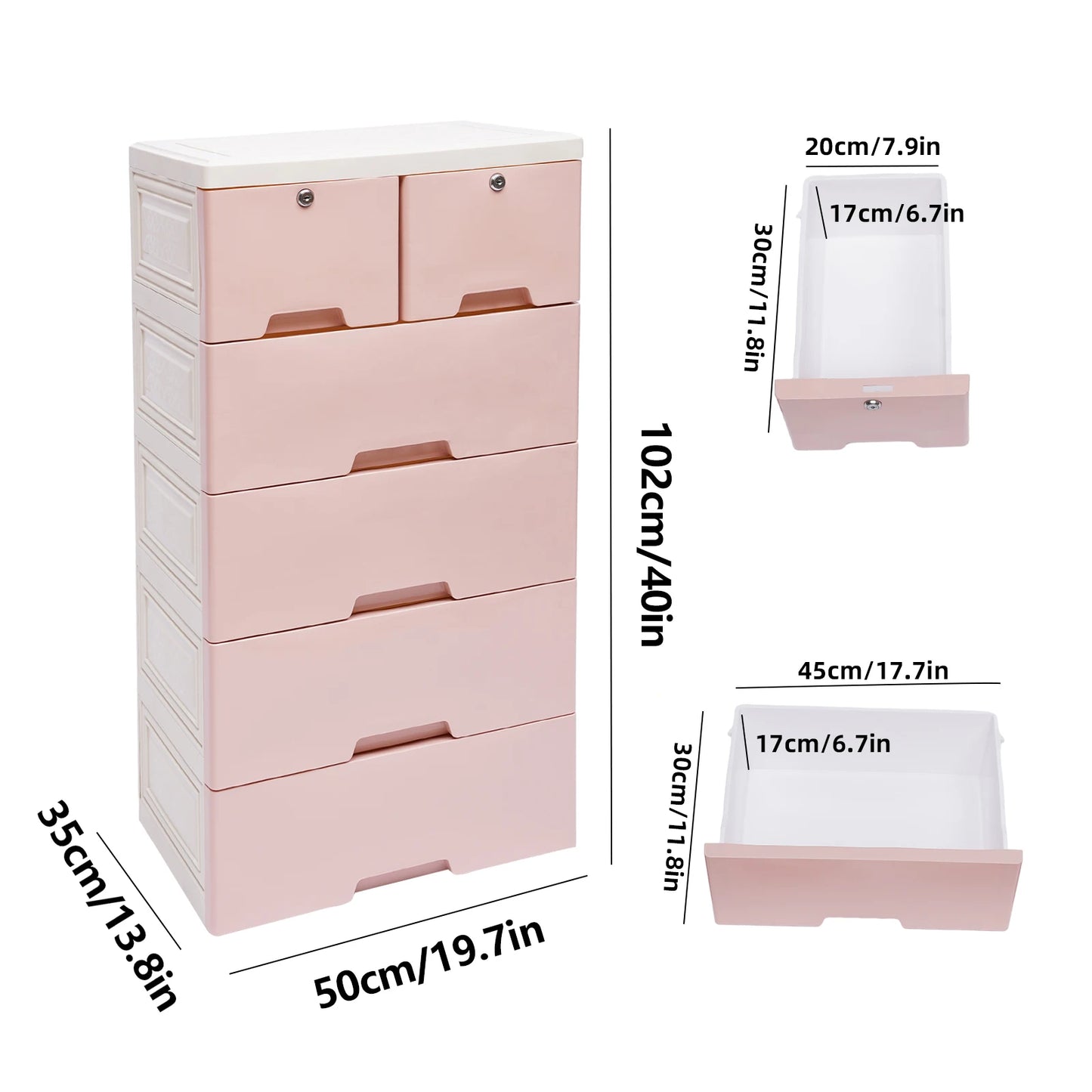 Six Drawer Plastic Dresser Storage Tower For Home Office Bedroom