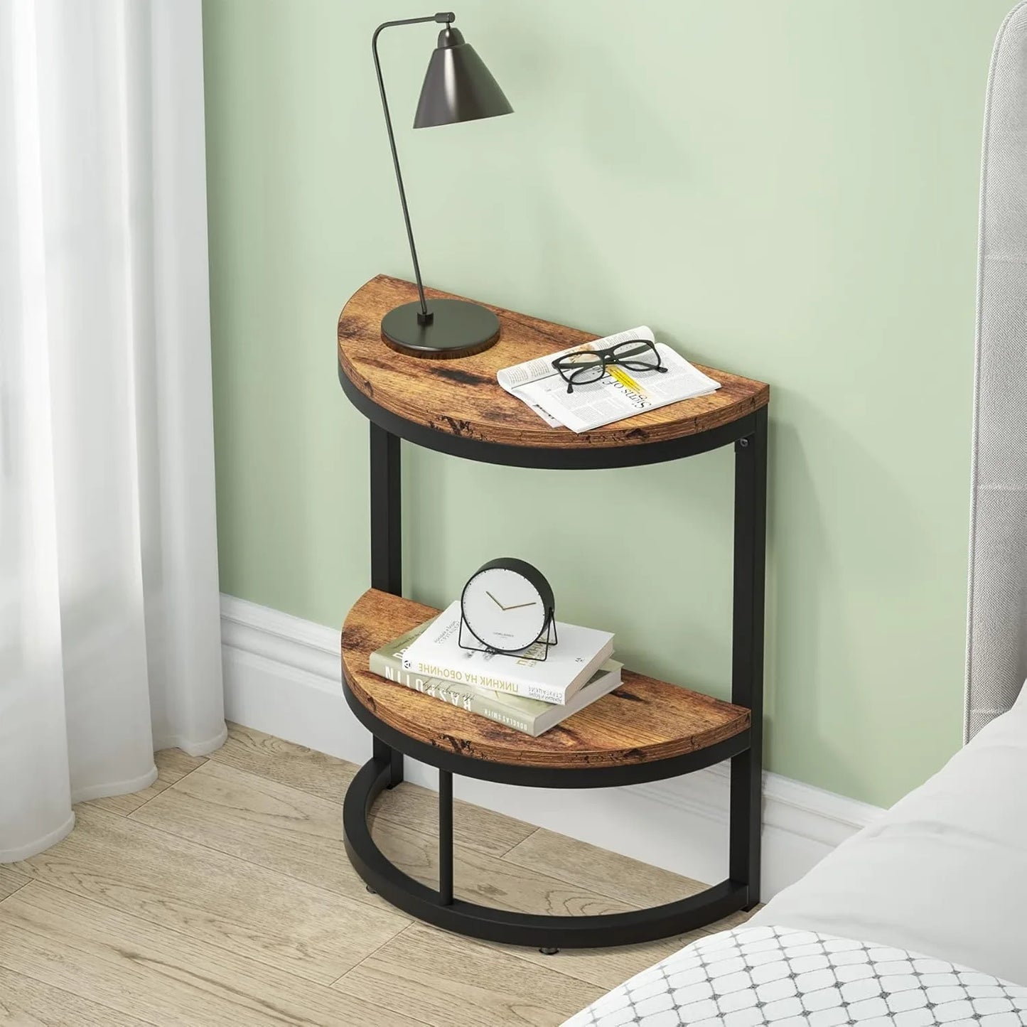 Little Tree Two Tier Semi Circle End Table With Storage