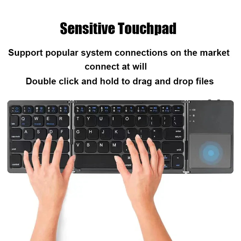 Kebidumei Tri-Fold Bluetooth Keyboard With Touchpad For Windows Android