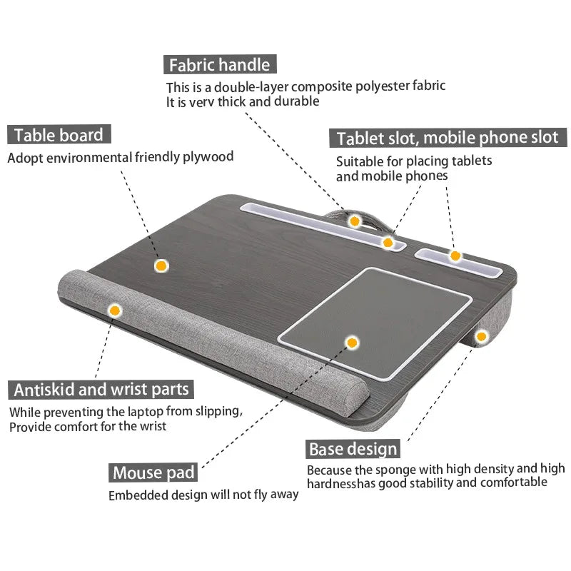 MUMUCC Laptop Desk With Anti Slip And Embedded Mouse Pad
