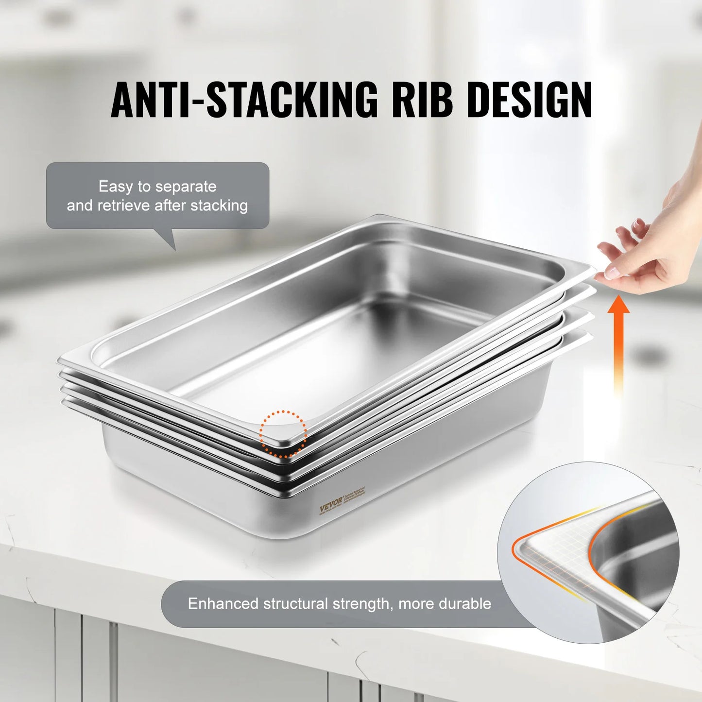 Succebuy Stainless Steel Anti Jam Steam Table Pan With Lid 4 Pack Commercial
