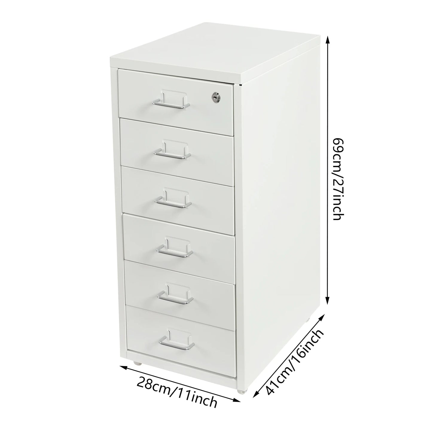 Six Drawer File Cabinet With Lock And Wheels For Office