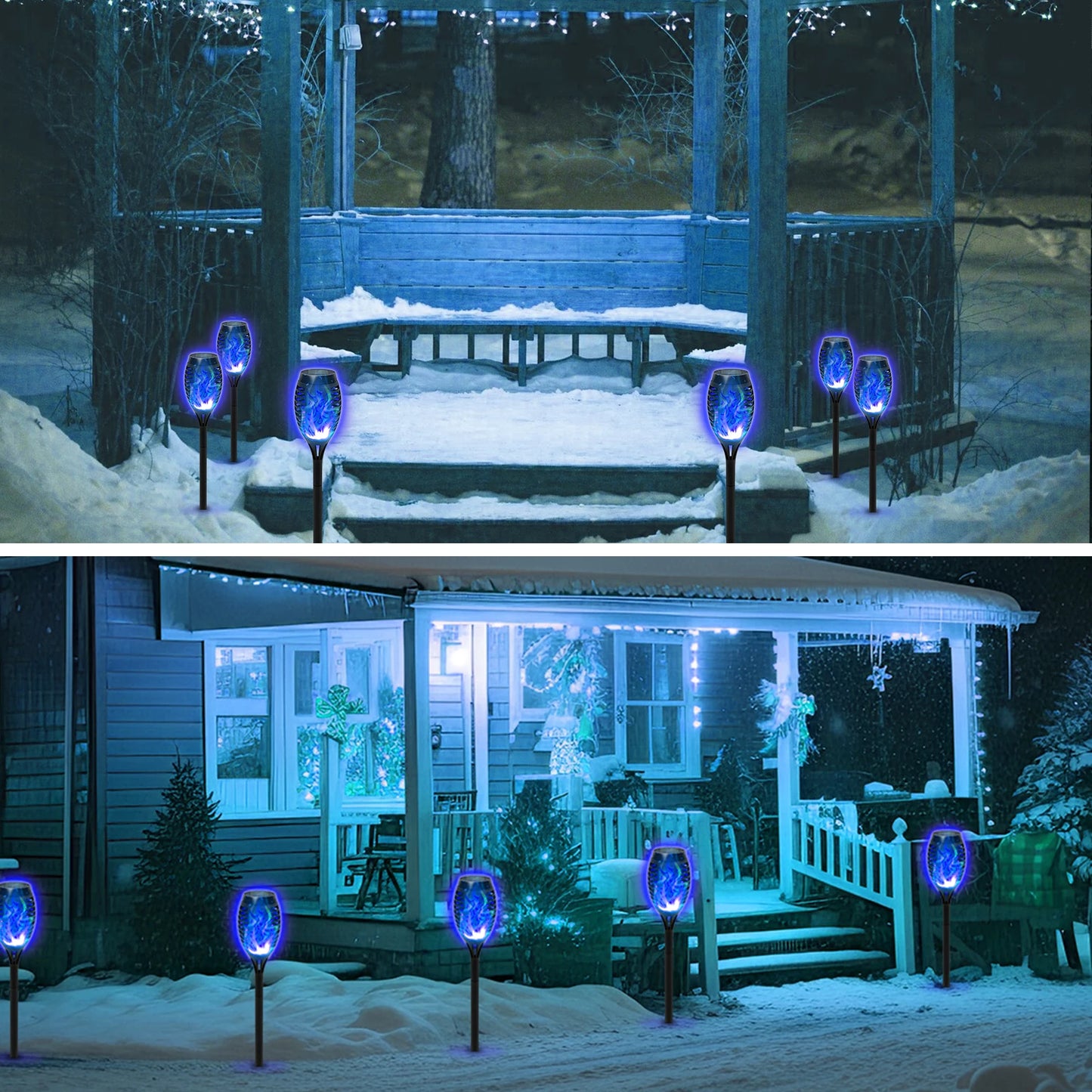Solar Torch Lights Outdoor Eight Pack Flickering Flame Garden Decor