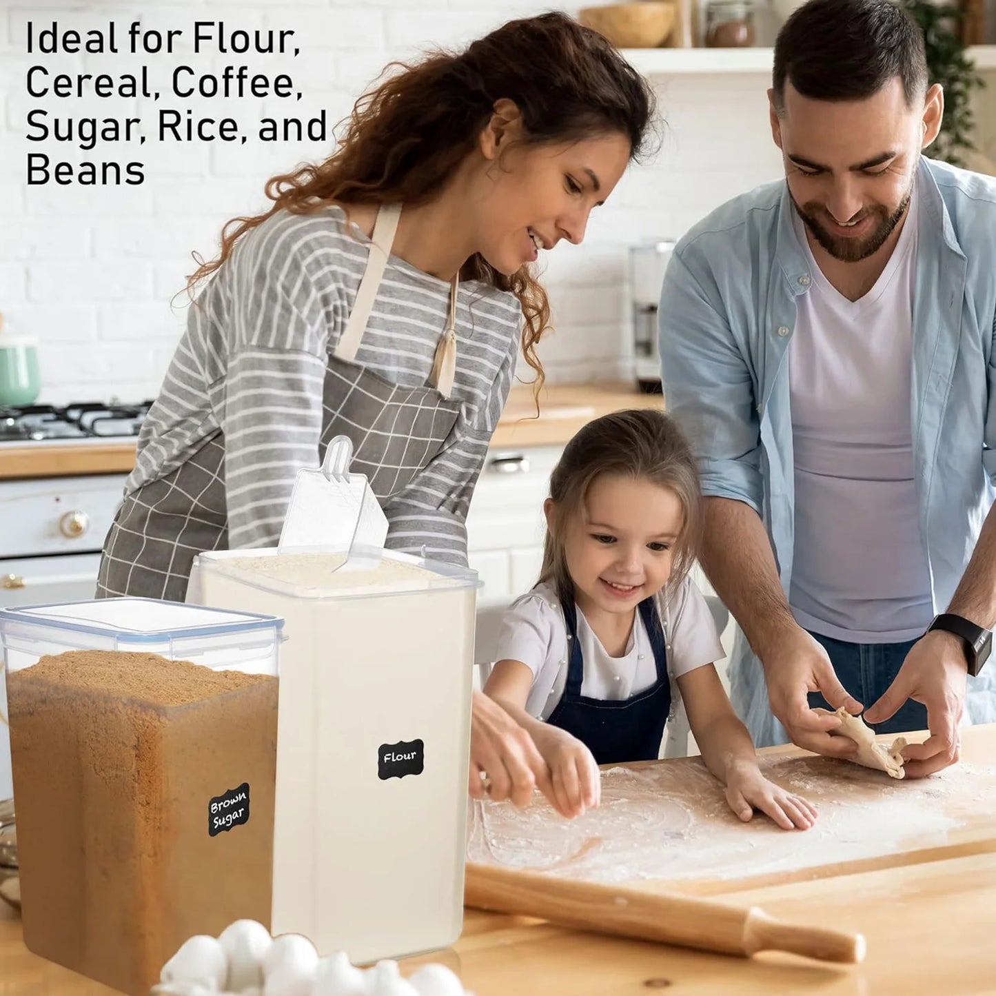 Airtight Food Storage Containers 2 Pack Pantry Organization Flour Sugar