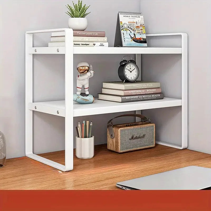 LUSQI 2 Tier Desk Shelf Storage Rack For Home Office