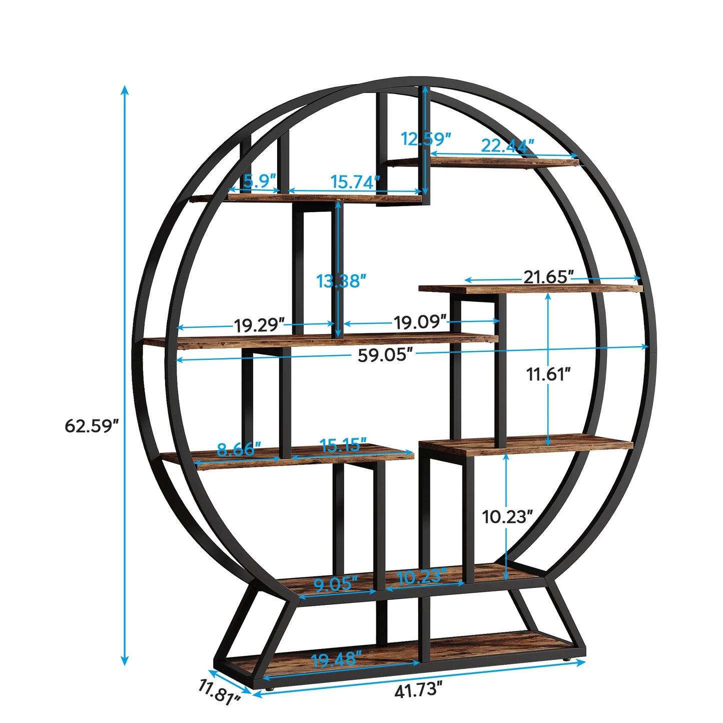 Tribesigns Round Bookshelf Etagere Bookcase With Staggered Shelves