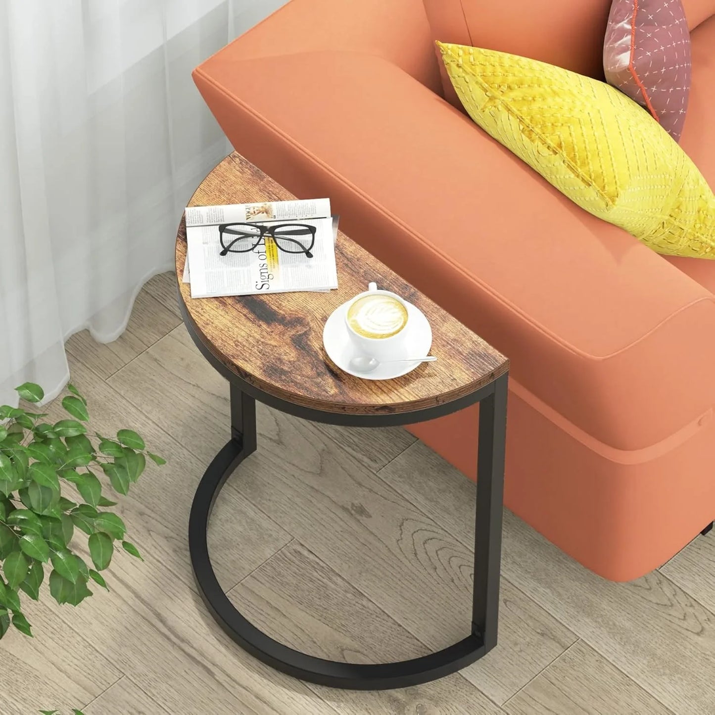 Little Tree Two Tier Semi Circle End Table With Storage