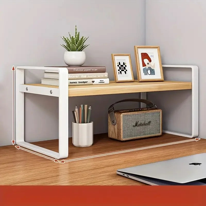 LUSQI 2 Tier Desk Shelf Storage Rack For Home Office