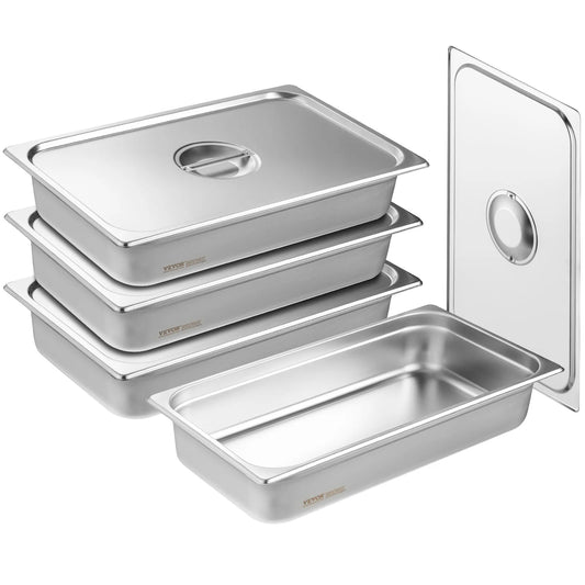 SucceBuy 4 Pack Hotel Pans Stainless Steel Steam Table Pan