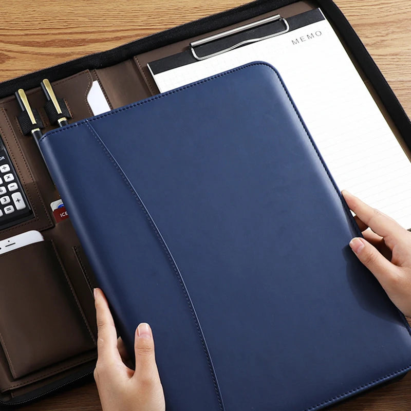 Multifunction Meeting Folder PU Leather Organizer for Business