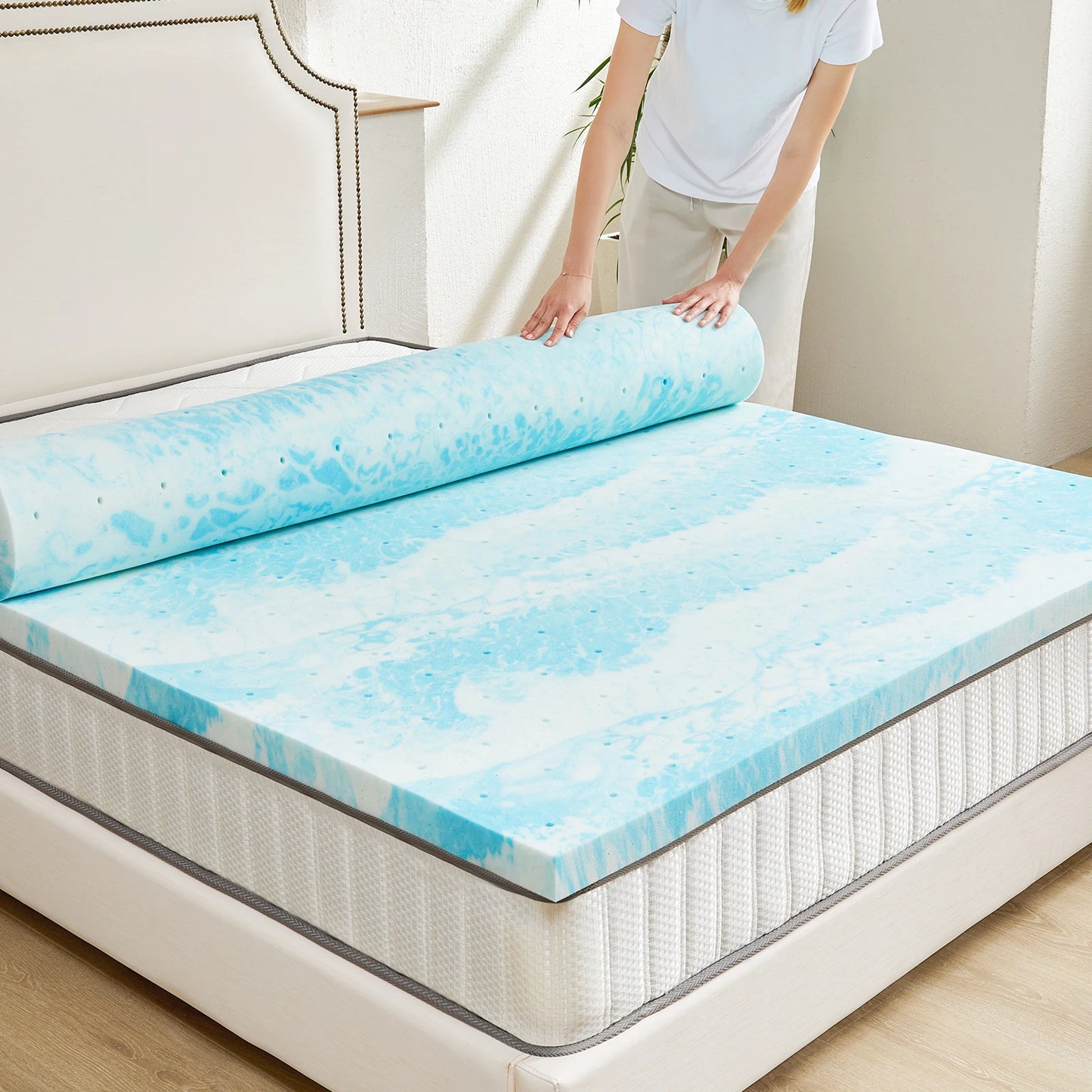 JHK Memory Foam Mattress Topper Gel Cooling Soft Breathable