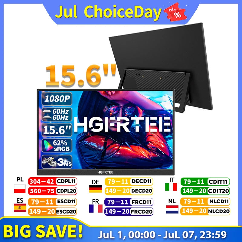 HGFRTEE Portable Monitor FHD IPS External Display for Laptops