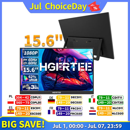 HGFRTEE Portable Monitor FHD IPS External Display for Laptops