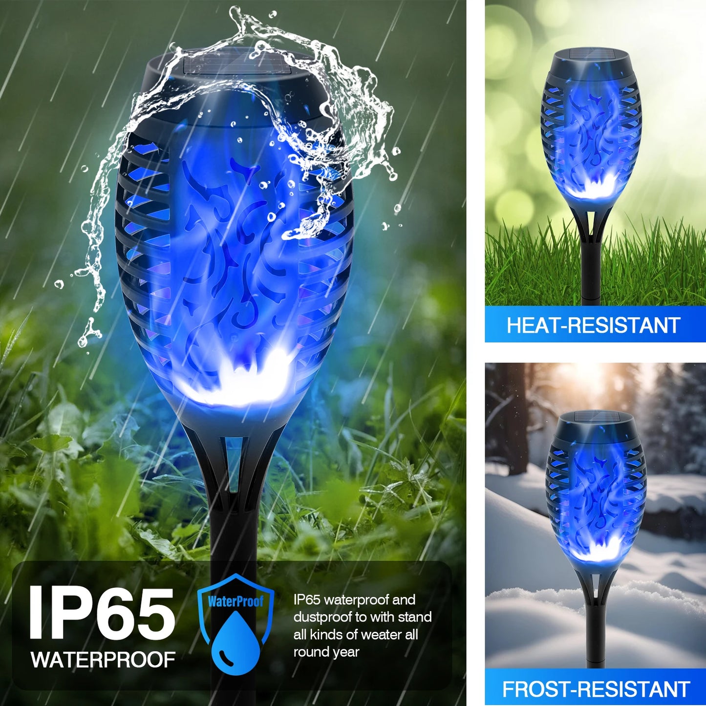 Solar Torch Lights Outdoor Eight Pack Flickering Flame Garden Decor