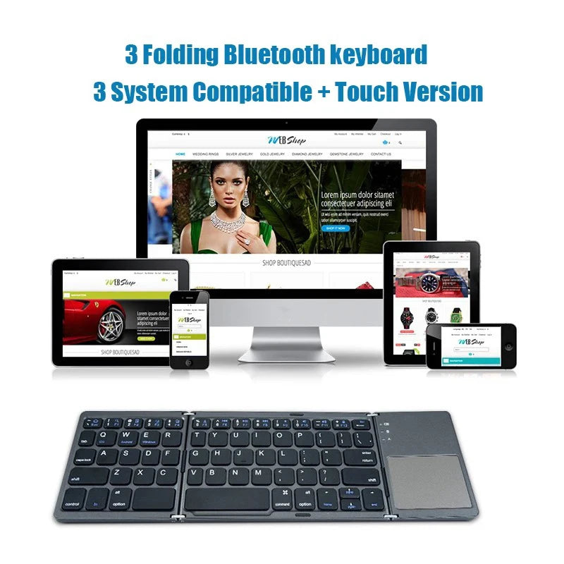 Kebidumei Tri-Fold Bluetooth Keyboard With Touchpad For Windows Android