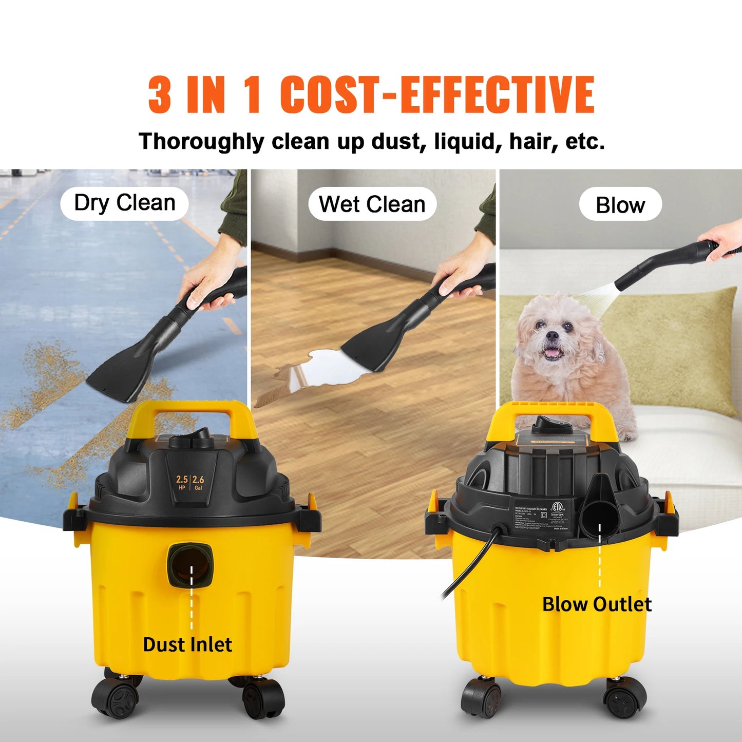 SucceBuy Wet Dry Vac 3 in 1 Portable Vacuum Blower
