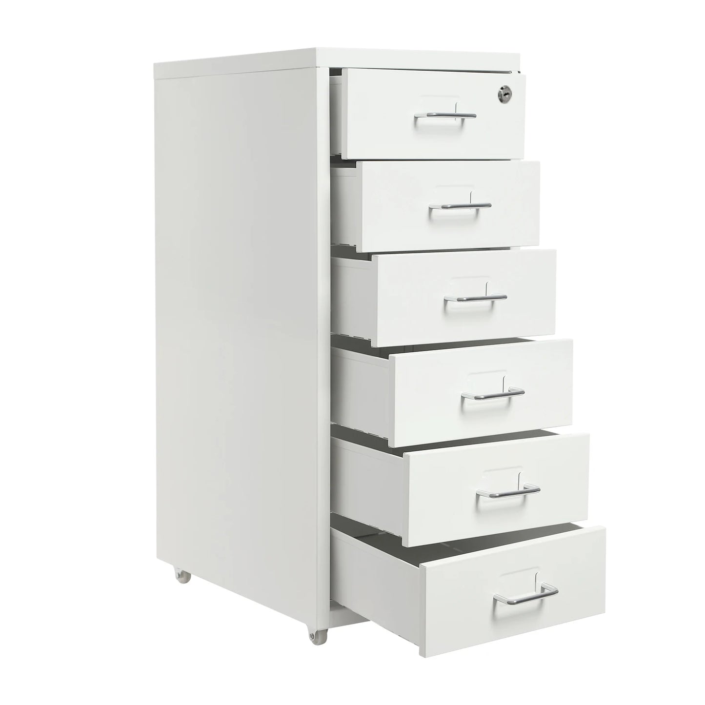 Six Drawer File Cabinet With Lock And Wheels For Office