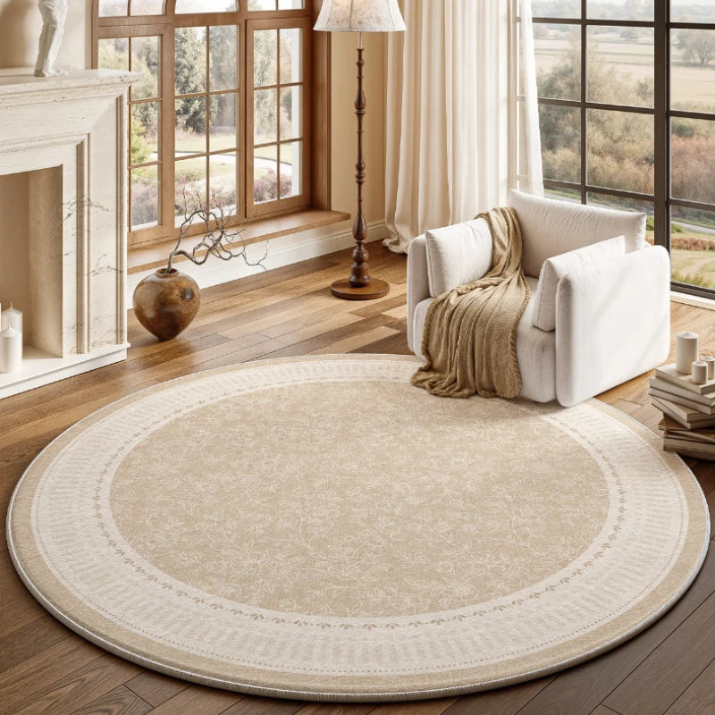 French Style Round Fluffy Plush Carpet for Living Room