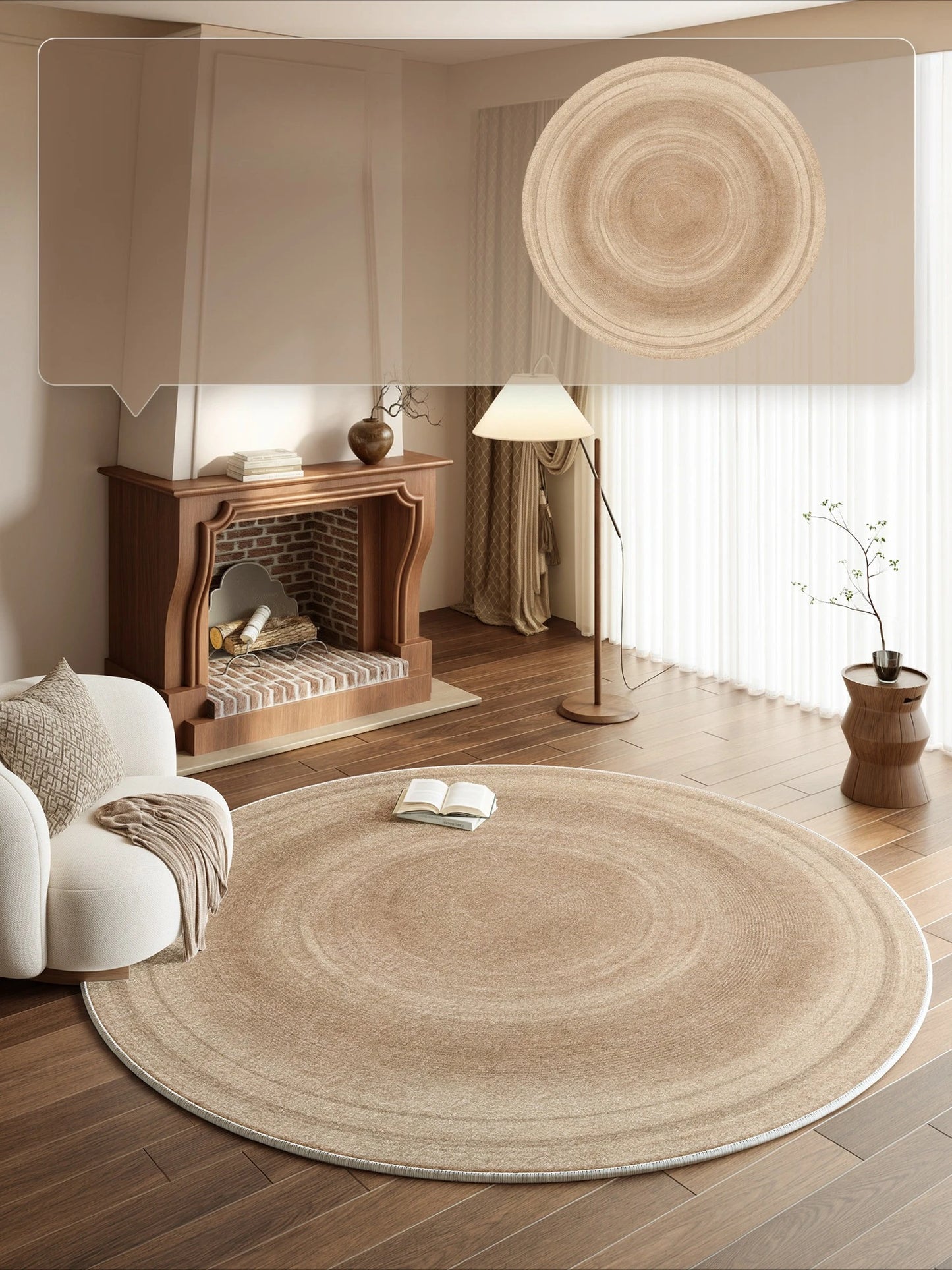 French Style Round Fluffy Plush Carpet for Living Room