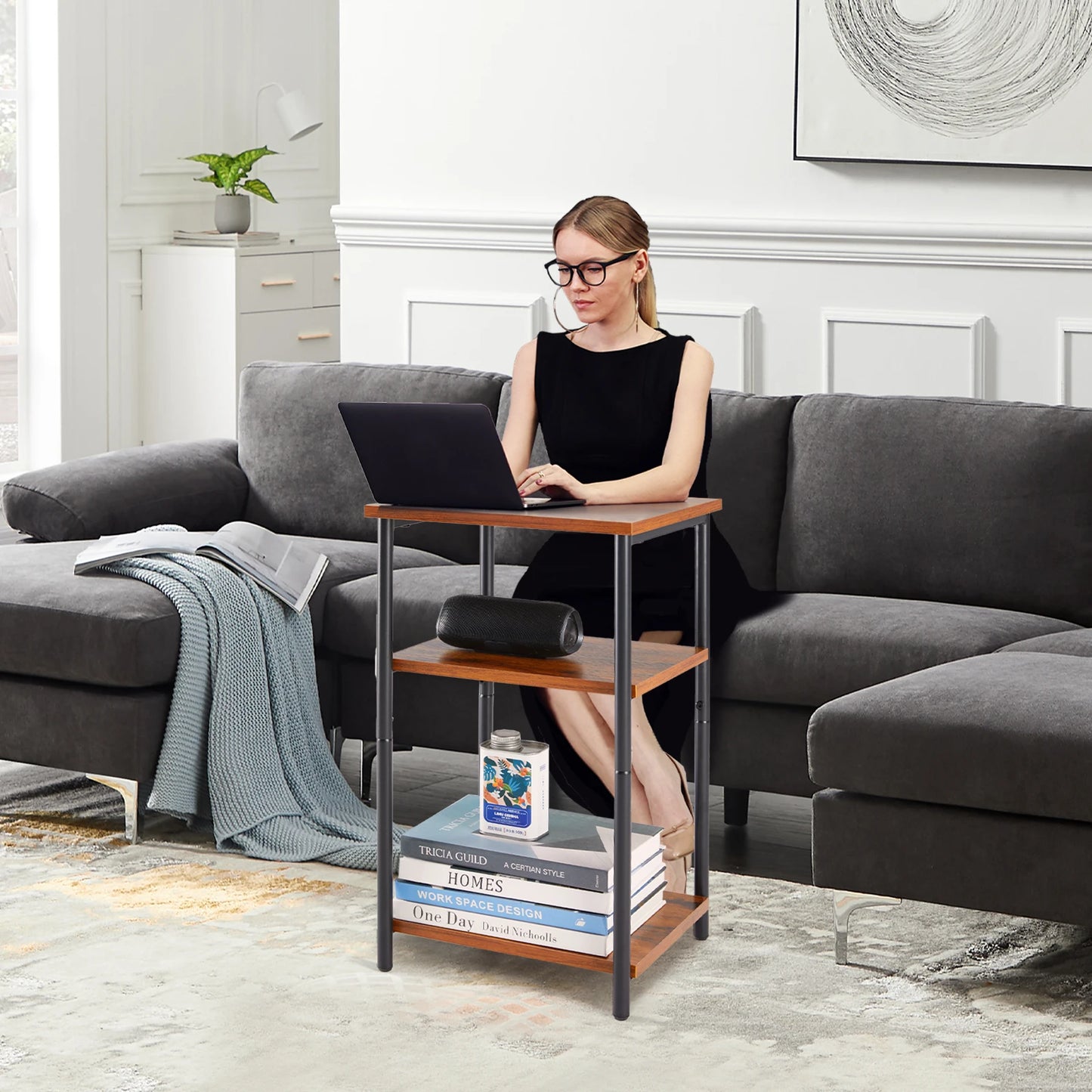 JHK 2 To 3 Tier End Table Side Tables With Adjustable Feet