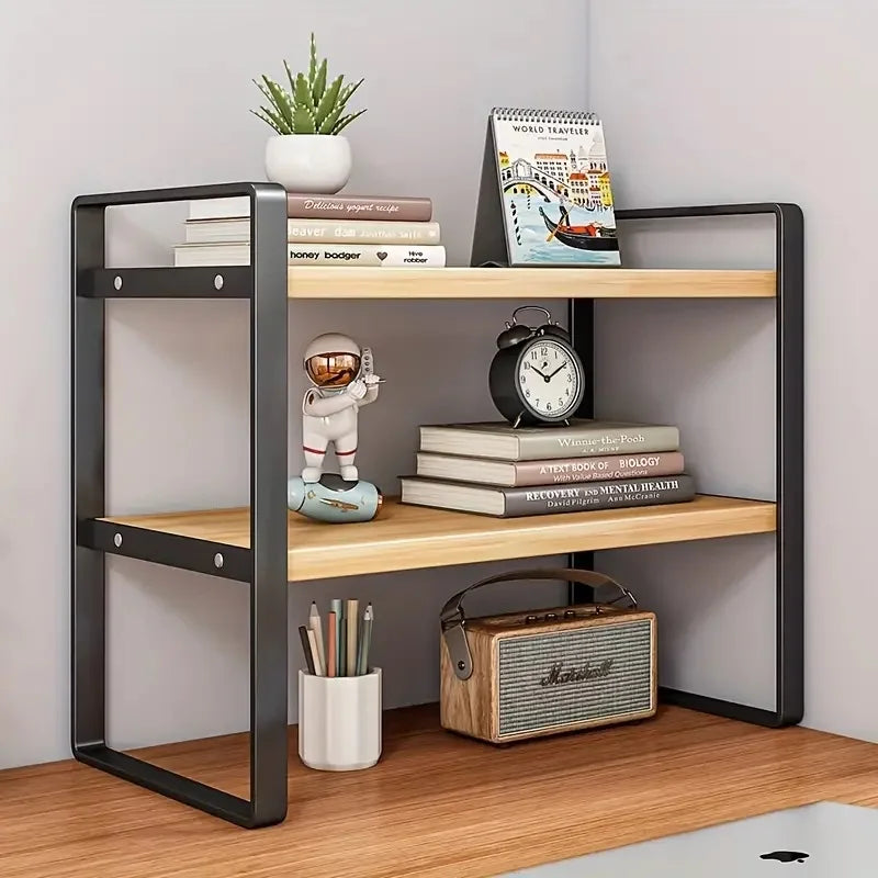 LUSQI 2 Tier Desk Shelf Storage Rack For Home Office