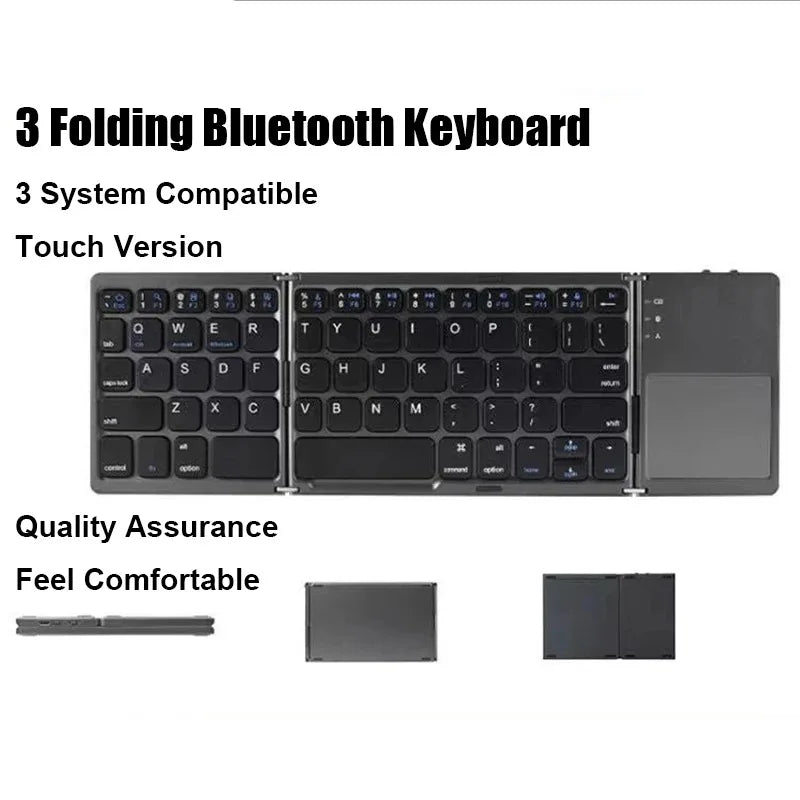 Kebidumei Tri-Fold Bluetooth Keyboard With Touchpad For Windows Android