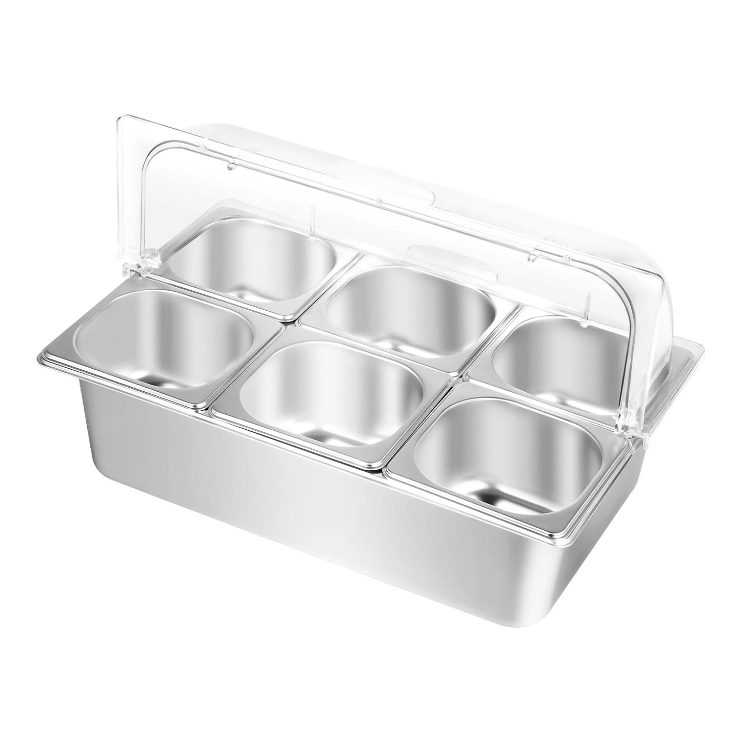Bymaocar Six Pans Countertop Condiment Dispenser Salad Dressing Tray