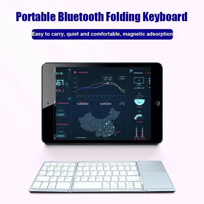 Kebidumei Tri-Fold Bluetooth Keyboard With Touchpad For Windows Android