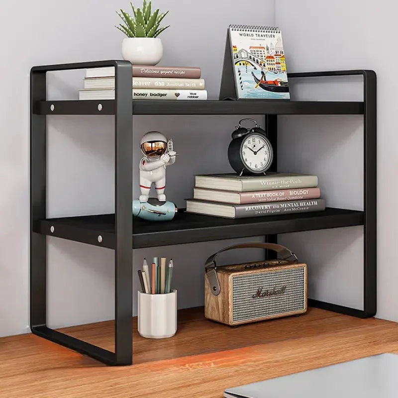 LUSQI 2 Tier Desk Shelf Storage Rack For Home Office